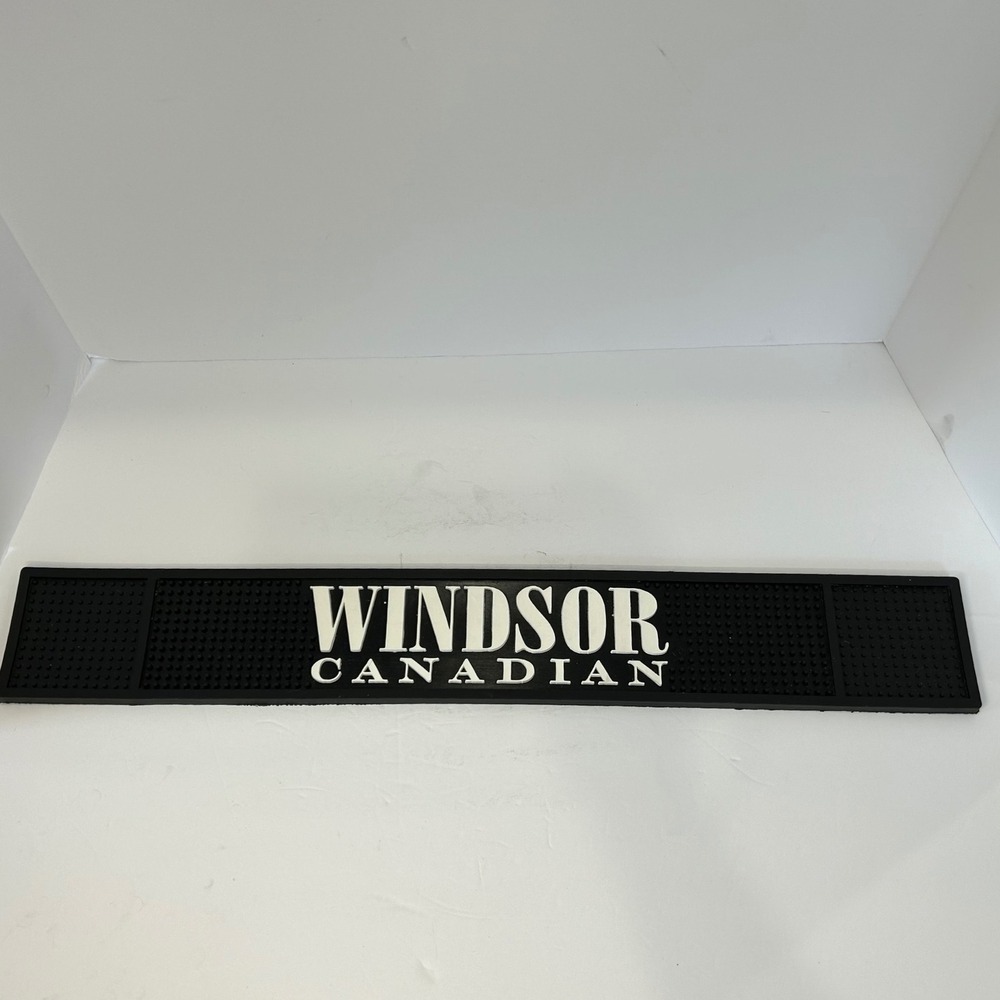 Windsor Canadian Whisky Bar Rail Mat Black Rubber Spill Protector Man Cave